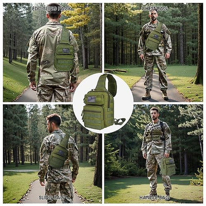 HAOMUK Tactical Sling Bag Backpack Military Rover Shoulder Sling Pack Small EDC Crossbody Chest Bag for Men - color: Green