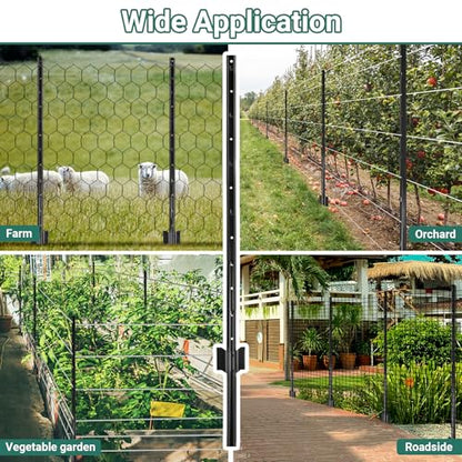 Metal Fence Posts 4 FT Black, 10 Pack Heavy Duty U Posts - color: Black, size: 4FT-10Pack