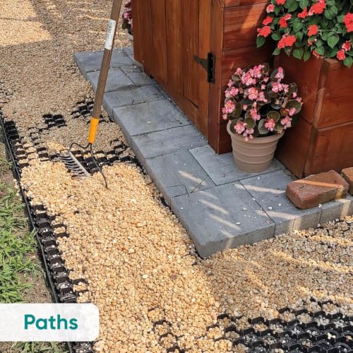 Vodaland Permeable HexPave System - Grass & Gravel Pavers - 100% Recycled PPE Plastic, Handles 27,000 lbs, 1" Depth, 65 s.f / 22 Units - size: 65 Sq Ft