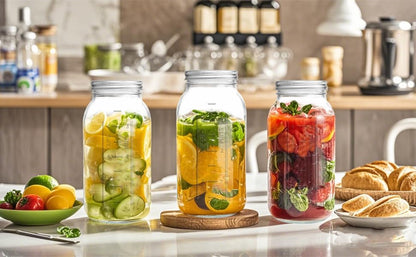 eleganttime 64 oz Mason Jar Wide Mouth 3 Pack,Large Half Gallon Mason Jar with Airtight Lid,Big 1/2 Gallon Big Mason Jars for Canning,Pickling, Fermentation and Preservation - color: 3pcs-64oz