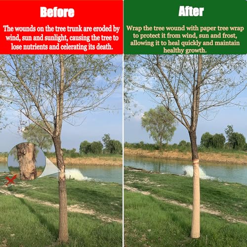 213 Ft Paper Tree Wrap For Damaged Bark, With Tape, 3.15" Wide Breathable