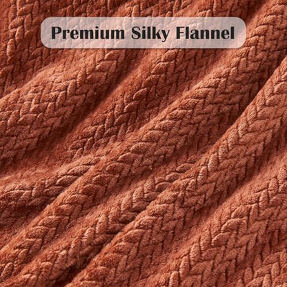 NEWCOSPLAY Fleece Leaves Pattern Throw Blanket, Coffee, 50"x60" - color: Coffee, size: Throw(50"x60")