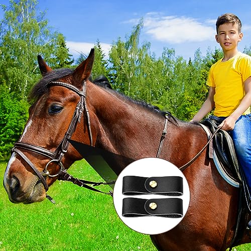 Chunful 6 Pcs Leather Breakaway Halter Replacement Straps for Horses - color: Black