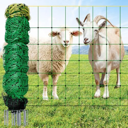 Electric Fence Netting, 42.5" H x 164'L, for Livestock, Cattle, Sheep, Goat | Electric Netting Fence, Pre-Assembled, 14 Posts Double Spiked, Portable Livestock Nets Used in Backyards, Farms and Ranches - size: 42.5" H x 164'L Livestock