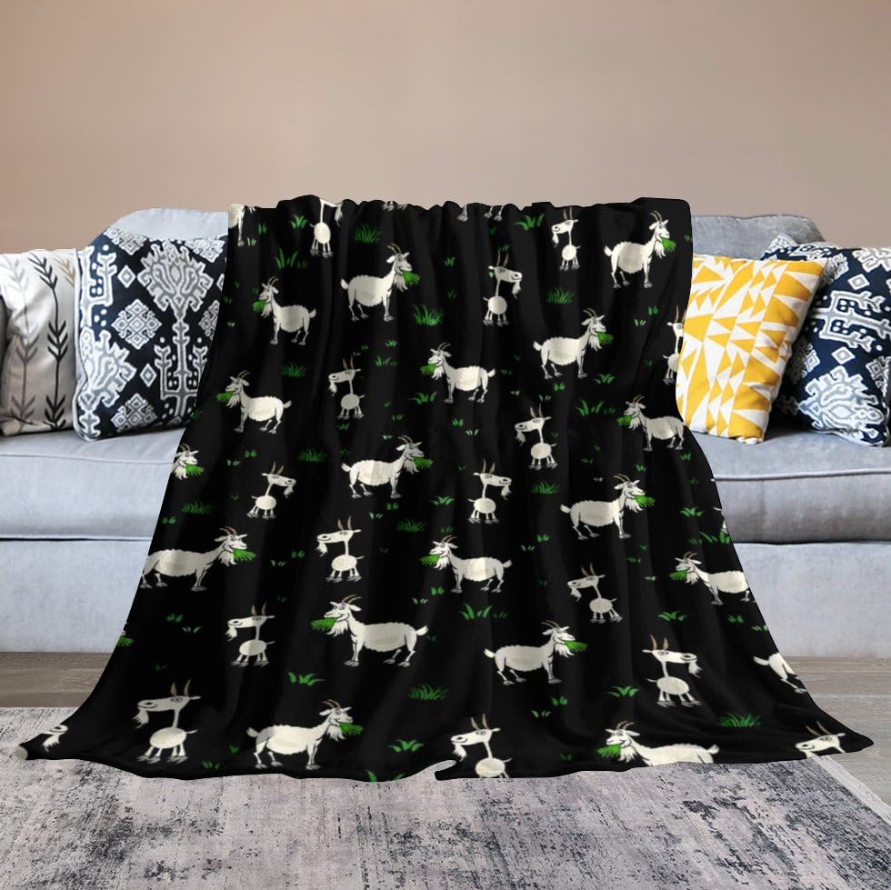Goat Fleece Throw Blanket for Couch Adults Teens 40" X 50" - color: Goat, size: 40x50 inch