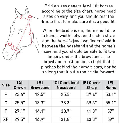 HORZE Denver Soft Leather English Side Pull Bitless Bridle for Horses | Web Reins Included - size: Pony