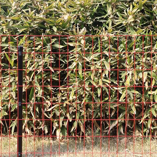 Red PVC Coated Welded Wire Fence 36" x 50' Roll, 2"x4" Mesh, 14 Gauge - color: Red, size: 2''x4'' 14GA 36''x50'