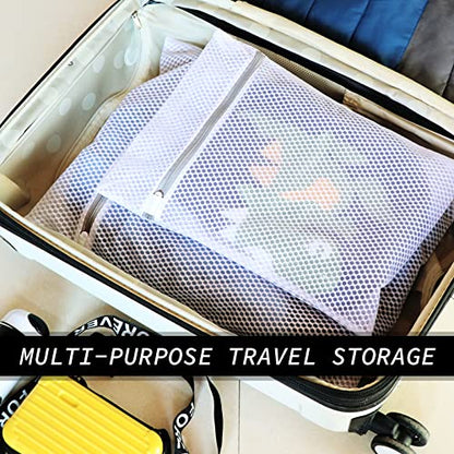 5Pcs Durable Honeycomb Mesh Laundry Bags for Delicates,Travel Organization Bag for Clothes,Jeans,Bath Towels,Bed Sheets (1X-Large 20 x 24 Inches,2 Large 16 x 20 Inches, 2 Medium 12 x 16 Inches) - size: Set of 5 (1 X-Large + 2 Large + 2 Medium)
