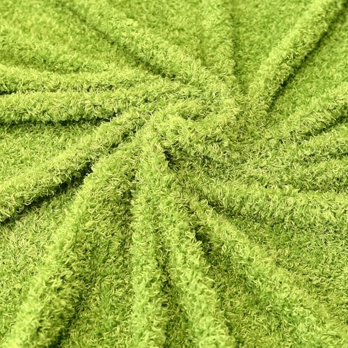 Surf turtle Grass Green Curly Teddy Fleece Faux Fur Fabric 36" x 59" - color: Grass Green, size: 36 x 59 inches