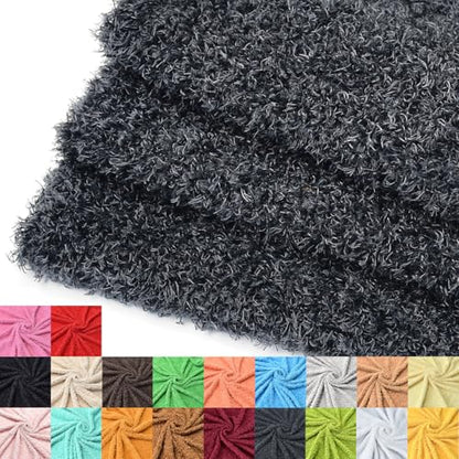Surf turtle Charcoal Black Curly Teddy Fleece Faux Fur Fabric 36" x 59" - color: Charcoal Black, size: 36 x 59 inches