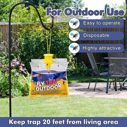 Fly Traps Outdoor Hanging for Patio, 10 Pre-Baited Flies Bags Disposable | Flies Catcher Repellent, Reusable Stable Horse Ranch Trapper Outdoor Hanging Fly Killer Helps Control Flies - size: 10 pack