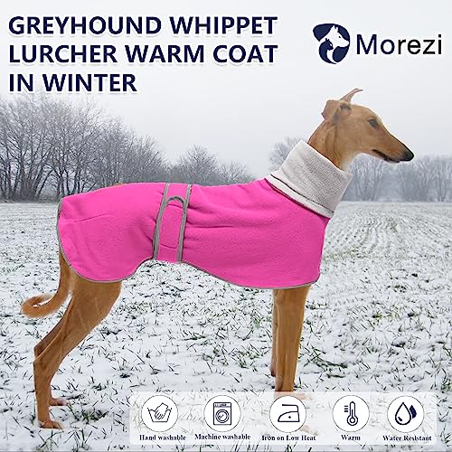 Greyhounds Lurchers Whippets Dog Coats with Reflective Stripe Dog Winter Coat Jacket Fleece Adjustable Band - Pink - XL - color: Pink, size: X-Large (Length: 26"-27.5")