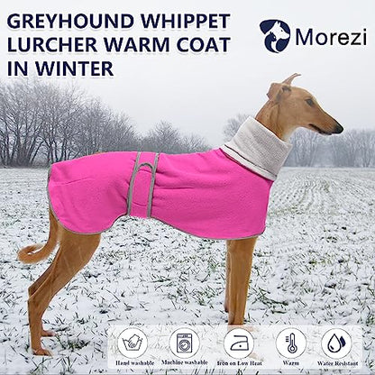 Greyhounds Lurchers Whippets Dog Coats with Reflective Stripe Dog Winter Coat Jacket Fleece Adjustable Band - Pink - XL - color: Pink, size: X-Large (Length: 26"-27.5")