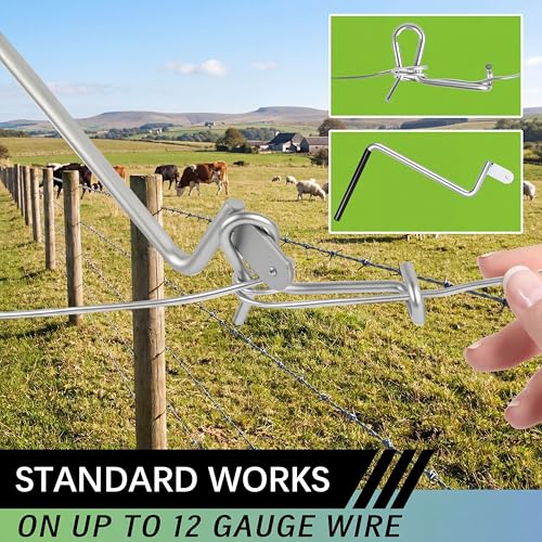 40 Pack 6mm Fence Wire Tighteners with 1 Tightener Tool Combo, 1/4" Barb Wire Tightener for Fast Tighting Metal Fence Post and Garden Fence Wire（Tighteners Handle）