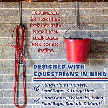 Over The Wall Heavy Duty Concrete Cinder Cement Block Wall Outdoor No Drill Fence Hooks Hangers - Extra Long Large Rafter Ladder Pool Equipment Pole Hangers for Planters Hoses Horse Tack Organization - size: 8" Wide Wall Hooks