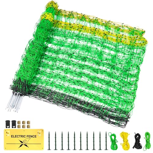 Electric Fence Netting, 42.5" H x 164' L, Portable Livestock Nets Mesh for Hog, Dogs, Deer, Goats, Larger Animals Electric Fencing for Backyards, Homesteaders, Farms, Ranches, Gardens - size: 42.5" H x 164' L Livestock