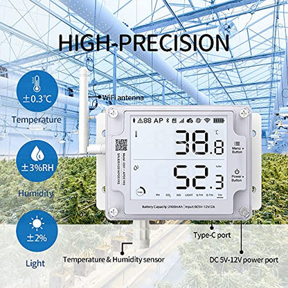 GS1-A Smart WiFi Thermometer Hygrometer, IP65 Temperature & Humidity Data Logger, Device Sharing, Scheduled Reports, Multiple Alerts, Local Deployment, Alexa/IFTTT (2.4GHz WiFi) - style: GS1-A WiFi only