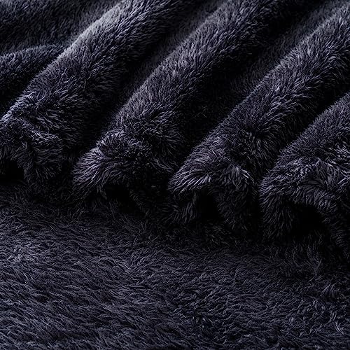 Berkshire Blanket Classic Extra-Fluffy™ Plush Blanket King Size, Soft Fuzzy Fluffy Long Hair Blanket for Couch Sofa Bed, Black, 90x108 Inches - color: Black, size: King/Cal King