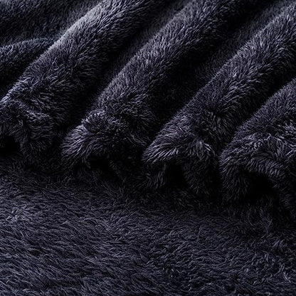 Berkshire Blanket Classic Extra-Fluffy™ Plush Blanket Twin Size, Soft Fuzzy Fluffy Long Hair Blanket for Couch Sofa Bed, Black, 60x92 Inches - color: Black, size: Twin/Twin XL
