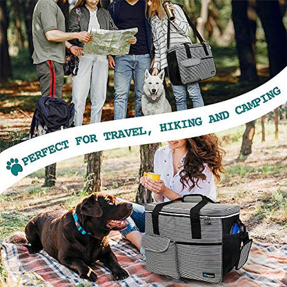 PetAmi Dog Travel Bag Organizer, Pet Supplies Tote, Stripe Black Medium - color: Stripe Black, size: Medium - 14.5"L x 8"W x 12.0"H