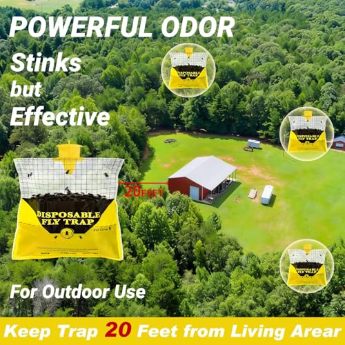 8 Pack Outdoor Fly Trap Bags Hanging - 8 * 30g Bait, Durable, Effective - size: 8 Pack