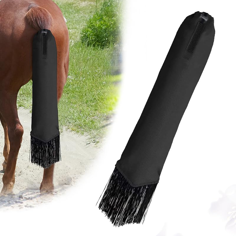 Horse Tail Bag-Waterproof and Durable, Hook and Loop Design Horse Tail Guard,Protects Horse's Tail from Dirt, Breakage and Insects (Black) - color: Black