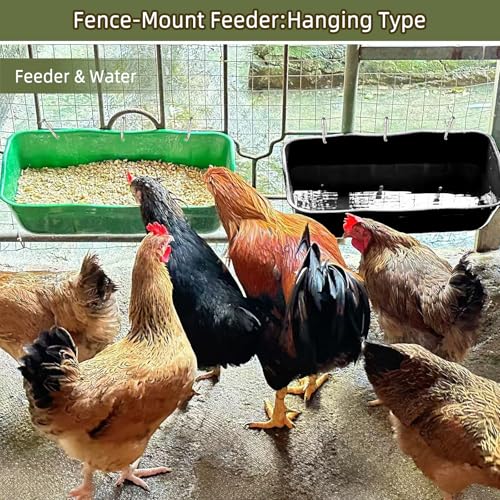 Hanging Goat Feeders,Chicken Feeder Waterer,Large Feed Trough 7.5 Quart 2 Pack,Hanging Fence Feed Trough for Poultry Livestock,Blue - color: Blue, size: 7.5 Quart (2 Pack)