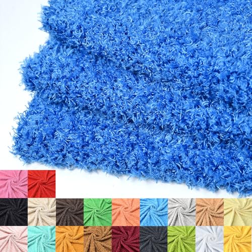 Surf turtle Blue Curly Teddy Fleece Faux Fur Fabric 36" x 59" - color: Blue, size: 36 x 59 inches