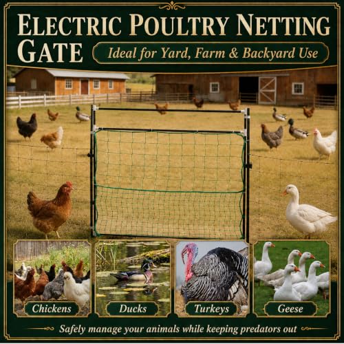 Leinuosen Electric Poultry Netting Gate, 48" H x 47" L Chicken Fence Gate - size: 48" X 47"