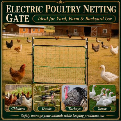 Leinuosen Electric Poultry Netting Gate, 48" H x 47" L Chicken Fence Gate - size: 48" X 47"