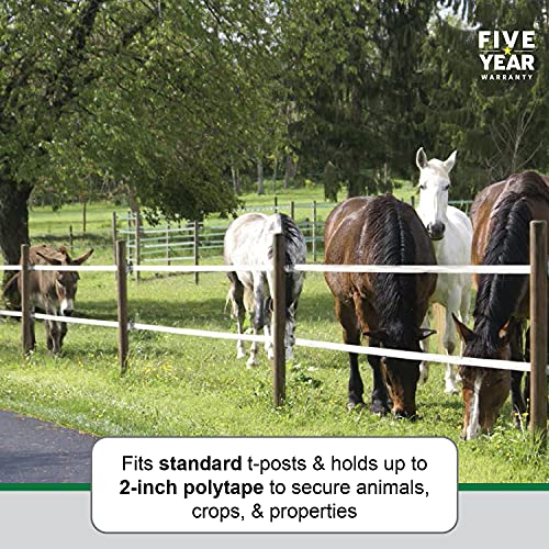 Powerfields Safe-Fence White T-Post Polytape Insulator - TP-25 Electric Fence Insulators (25 Pieces)
