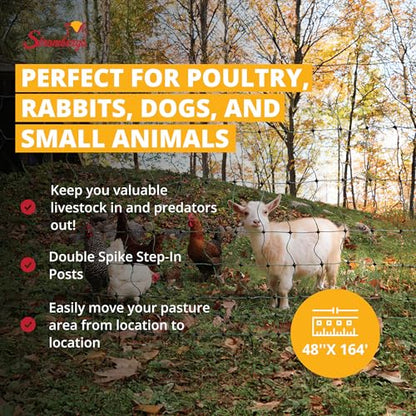 Stromberg's Positive/Negative Electric Fencing, 48" H x 164' L | Ideal for Poultry, Rabbits, Dogs, Small Animals, Double Spike Step-in Posts, Stainless Steel Conductors