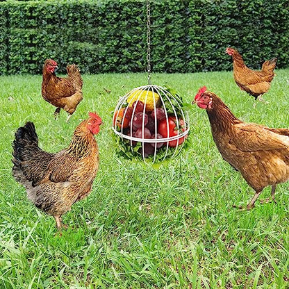 Hanging Chicken Feeder 7.1 Inch Chicken Veggie Treat Ball 1PCS White - color: White