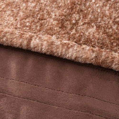 Berkshire Blanket Heated Throw Blanket, Grace Fur to Loftmink Reversible Electric Throw with 4 Heat Levels, Fast Heating Printed Throw for Couch and Bed, Auto Shut-Off Feature (50"x60")