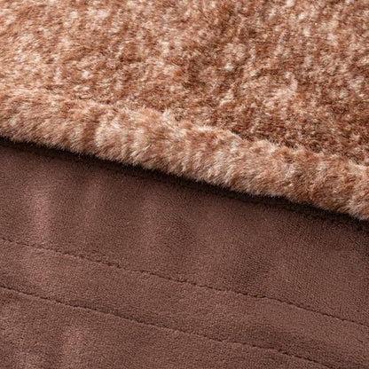 Berkshire Blanket Heated Throw Blanket, Grace Fur to Loftmink Reversible Electric Throw with 4 Heat Levels, Fast Heating Printed Throw for Couch and Bed, Auto Shut-Off Feature (50"x60")