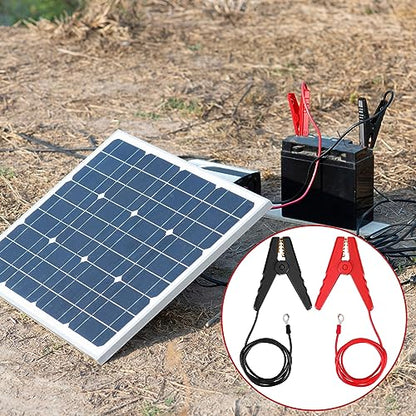 Kanayu 6 Pcs 3 ft Solar Electric Fence Wire Connectors Solar Fence Charger Connectors Electric Connect Clips Lead Copper Wire with Alligator Clip