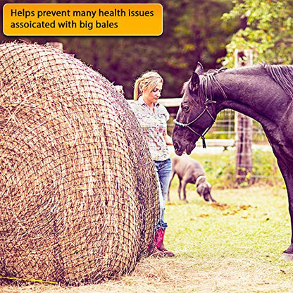 Round Bale Hay Net Slow Feed - Durable Round Bale Feeder for Horses - American Made UV Resistant Nylon Net - Fits Round Bales 4x6-6x6 or Square Bales 3x3x8-4x4x8 with 1.75" Holes - size: 1 Pack