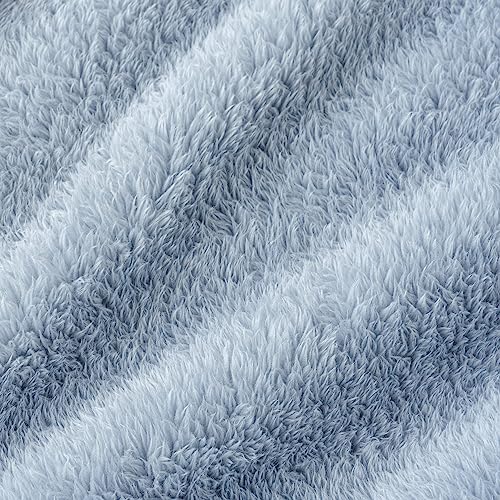 Berkshire Blanket Classic Extra-Fluffy™ Plush Blanket Twin Size, Soft Fuzzy Fluffy Long Hair Blanket for Couch Sofa Bed, Blue Mist, 60x92 Inches - color: Blue Mist, size: Twin/Twin XL