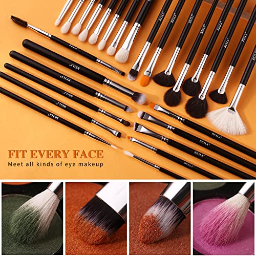 BEILI Makeup Brushes 42pcs Makeup Brush Set Premium Goat Synthetic Hair Kabuki Foundation Blending Brush Face Powder Blush Concealers Eye Shadows Make Up Brushes Kit with Case（Black） - color: 42pcs with Holder