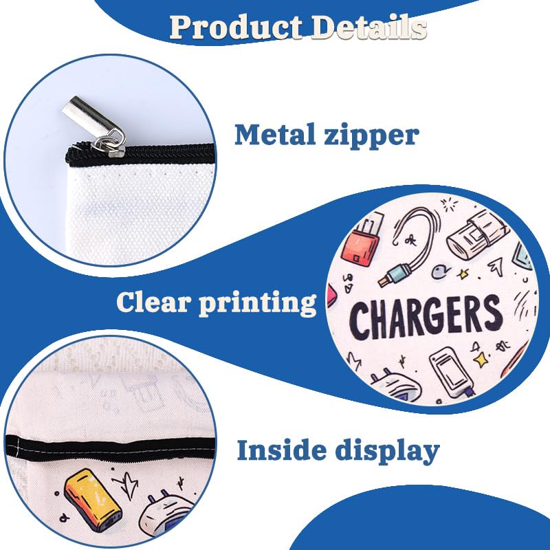 ShiQiao Spl Cable Organizer Bag Travel Accessories for Women Men Birthday Christmas Gifts for Daughter Son Friend Chargers Cable Storage Travel Makeup Bag Organizer Cosmetic Pouch Bags with Zipper - style: White Charger