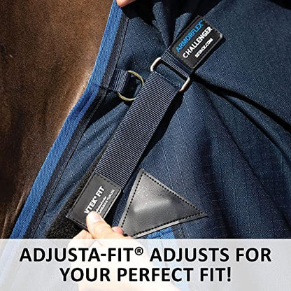 Challenger II VTEK Adjusta-Fit Bellyband Horse Blanket | Wither Relief | Waterproof Horse Blanket | Winter Protection | Winter Horse Blanket - size: 68, style: Sheet (no insulation)