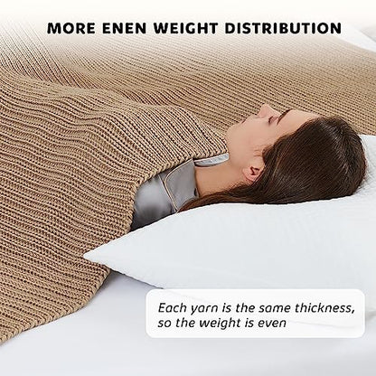 L'AGRATY Knitted Weighted Blanket 48"x72" 20lbs for Adults Cooling - color: Beige, size: 48" x 72" | 20 lbs