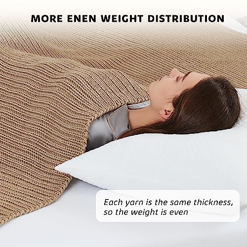 L'AGRATY Knitted Weighted Blanket 60"x80" 20lbs for Adults Cooling - color: Beige, size: 60" x 80" | 20 lbs