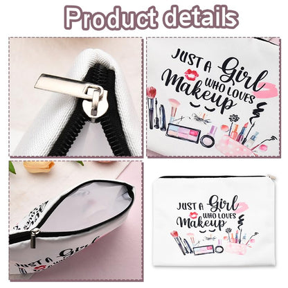 Funny Cosmetic Bag for Women Just A Girl Who Loves Makeup Bag for Girls Christmas Birthday Gifts for Daughter Friend Granddaughter Travel Toiletry Pouch With Zipper Makeup Cosmetic Pouches - style: Girls Makeup
