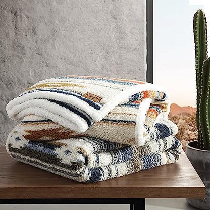 Wrangler - Throw Blanket with Sherpa Reverse, Super Soft Plush Bedding, Oeko-Tex Certified, Dorm Room Essentials, 50x60, Coyote Sands Brown - color: Coyote Sands Brown, size: 50" x 60"