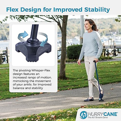 HurryCane Freedom Edition Foldable Walking Cane with T Handle - color: Blue, size: 1 Count (Pack of 6)