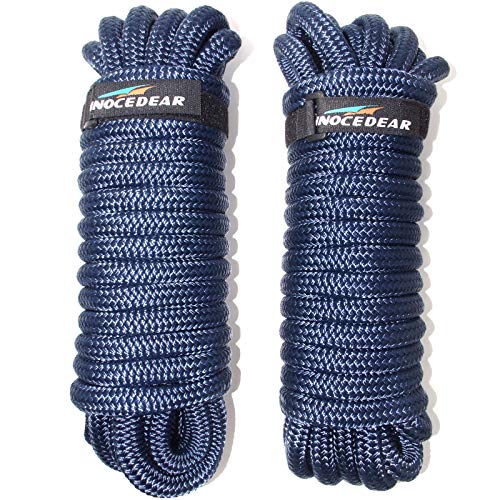 2 Pack Premium Navy Blue Dock Lines - 15' / 25'/35' with Eyelet.Double Braided Nylon Dock Line/ - size: 5/8" x 35 FT