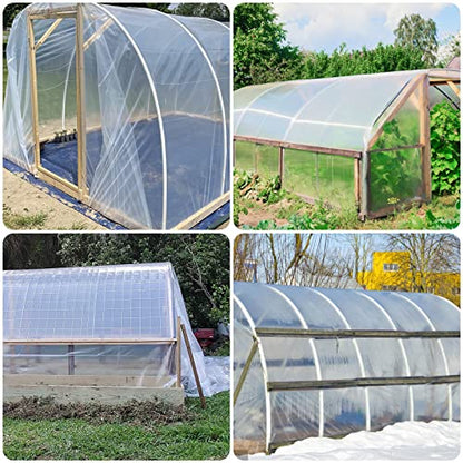 Greenhouse Plastic Sheeting 12' x 25' 6 Mil, Clear UV Resistant Heavy Duty Polyethylene Film, Thick Greenhouse Cover for Garden, Farm, Agriculture - size: 12x25 FT