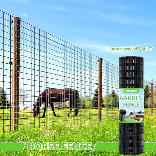 Black PVC Coated Welded Wire Fencing,2"x4" 14 Gauge,48inch H x 100ft L Garden Wire Fence Roll,2/3/4/5/6ft Tall x 50/100 ft Long Hardware Cloth Metal Mesh for Yard,Farm,Chicken,Dog,Vegetable Protection - color: Black, size: 2"x4" 48inx100ft