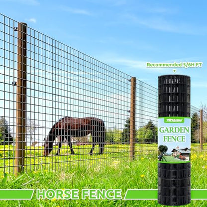 Black PVC Coated Welded Wire Fencing,2"x4" 14 Gauge,48inch H x 100ft L Garden Wire Fence Roll,2/3/4/5/6ft Tall x 50/100 ft Long Hardware Cloth Metal Mesh for Yard,Farm,Chicken,Dog,Vegetable Protection - color: Black, size: 2"x4" 48inx100ft